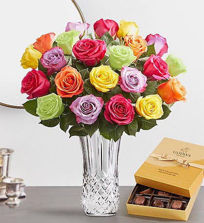 Assorted Roses in Luxury Posh™ Vase